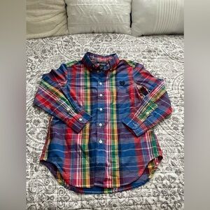 Chaps Boys Plaid Button-Down Shirt- Size M